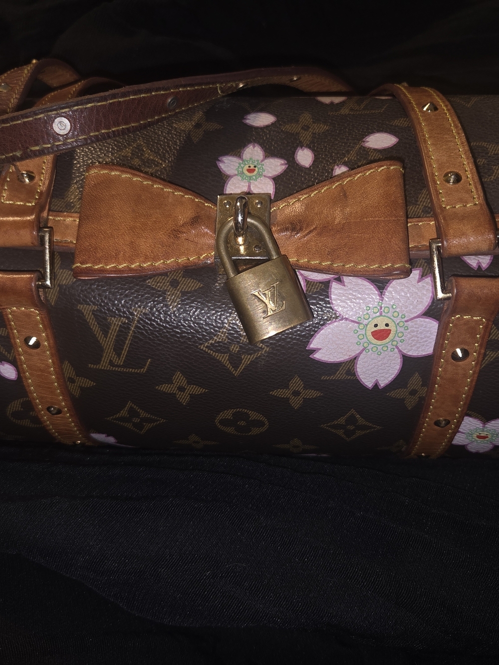 Louis Vuitton Pink Floral Monogram Bow Lock Satchel